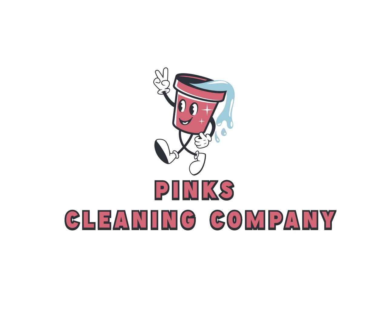 Pinks Cleaning Company pink bucket logo